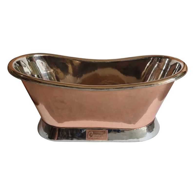 Coppersmith Creations Slanting Base Copper Bathtub (1 size, Polished Copper Exterior, Nickel Interior & Base) - Brand New Bathrooms