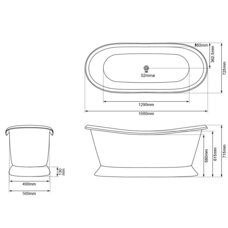 Coppersmith Creations Slanting Base Copper Bathtub (1 size, Plain Antique Finish) - Brand New Bathrooms