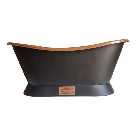 Coppersmith Creations Slanting Base Copper Bathtub (Polished Copper Interior & Black Exterior)