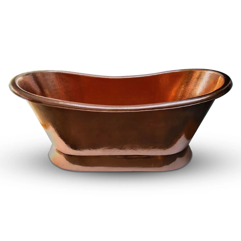 Coppersmith Creations Slanting Base Hammered Polished Full Copper Bathtub (1 size) - Brand New Bathrooms
