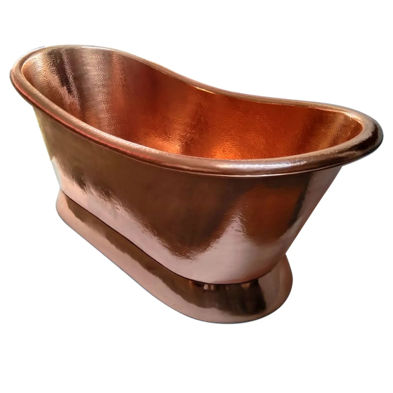Coppersmith Creations Slanting Base Hammered Polished Full Copper Bathtub (1 size) - Brand New Bathrooms