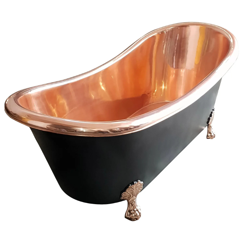Coppersmith Creations Smooth Plain Clawfoot Copper Bathtub (1 size, Black Exterior) - Brand New Bathrooms
