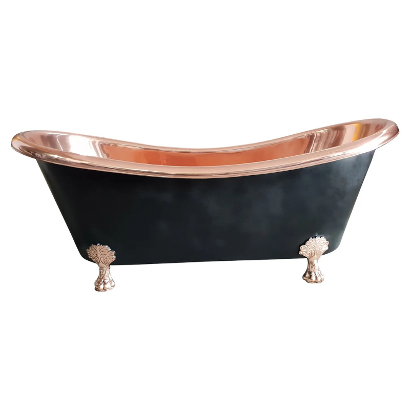 Coppersmith Creations Smooth Plain Clawfoot Copper Bathtub (1 size, Black Exterior) - Brand New Bathrooms