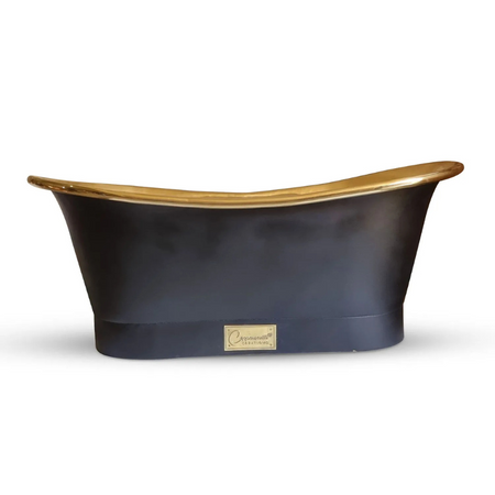 Coppersmith Creations Straight Base Brass Bathtub (1 size, Black Exterior) - Brand New Bathrooms