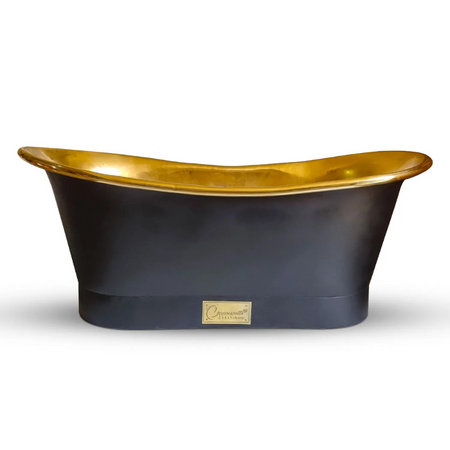 Coppersmith Creations Straight Base Brass Bathtub (1 size, Black Exterior) - Brand New Bathrooms
