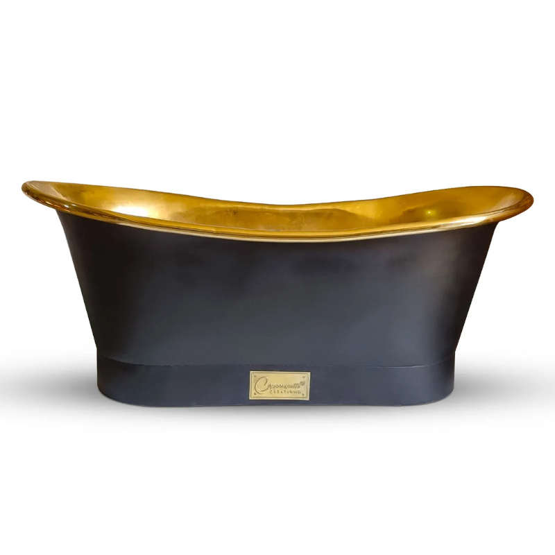 Coppersmith Creations Straight Base Brass Bathtub (1 size, Black Exterior) - Brand New Bathrooms