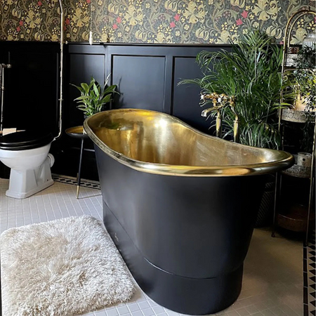 Coppersmith Creations Straight Base Brass Bathtub (1 size, Black Exterior) - Brand New Bathrooms