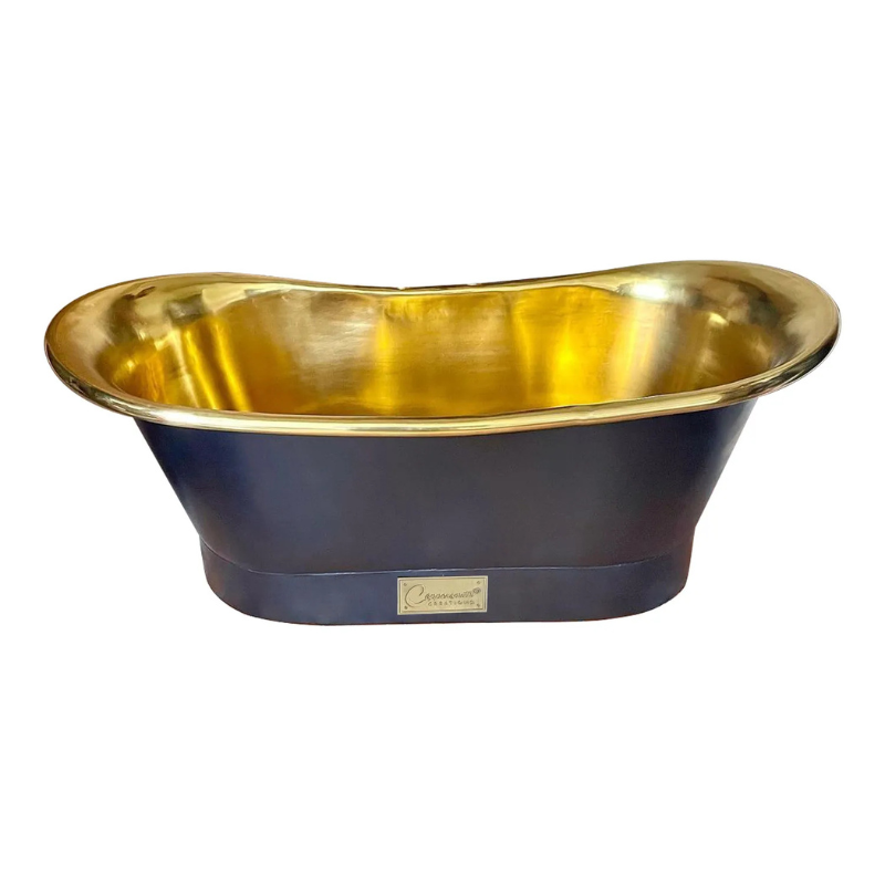 Coppersmith Creations Straight Base Brass Bathtub (1 size, Black Exterior) - Brand New Bathrooms