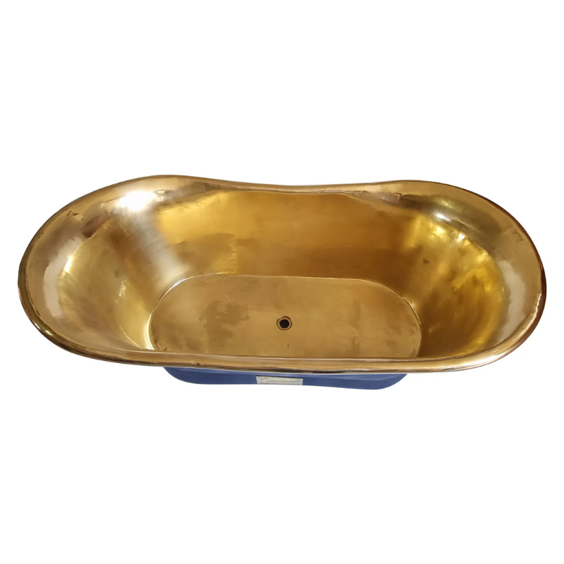 Coppersmith Creations Straight Base Brass Bathtub (1 size, Black Exterior) - Brand New Bathrooms