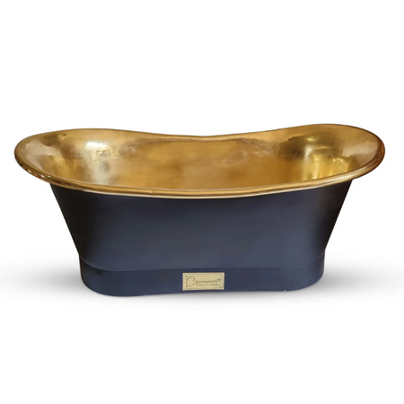 Coppersmith Creations Straight Base Brass Bathtub (1 size, Black Exterior) - Brand New Bathrooms