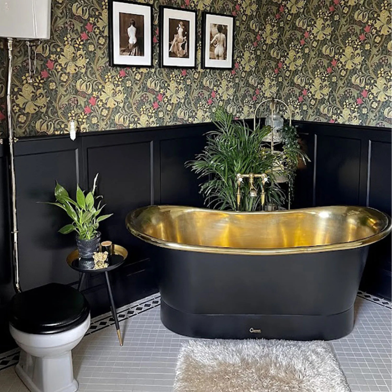 Coppersmith Creations Straight Base Brass Bathtub (1 size, Black Exterior) - Brand New Bathrooms