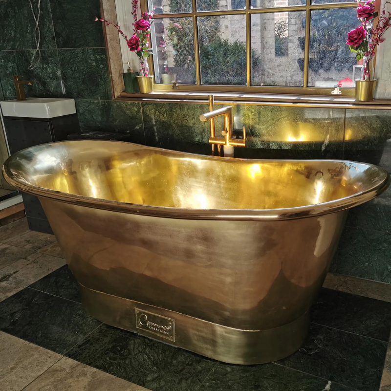 Coppersmith Creations Straight Base Brass Bathtub (1 size, Full Brass Finish) - Brand New Bathrooms