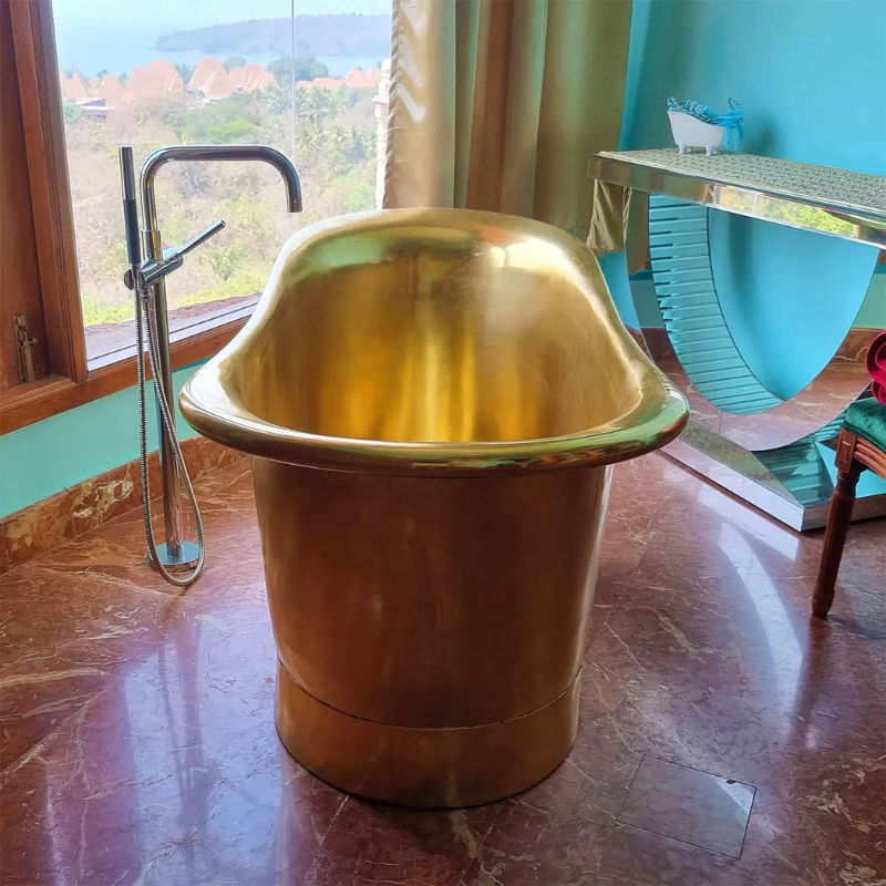 Coppersmith Creations Straight Base Brass Bathtub (1 size, Full Brass Finish) - Brand New Bathrooms