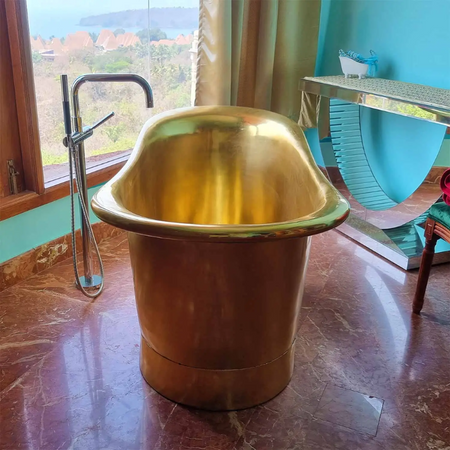 Coppersmith Creations Straight Base Brass Bathtub (1 size, Full Brass Finish) - Brand New Bathrooms