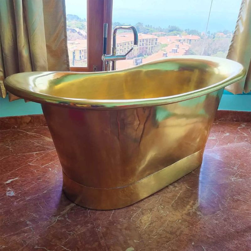 Coppersmith Creations Straight Base Brass Bathtub (1 size, Full Brass Finish) - Brand New Bathrooms