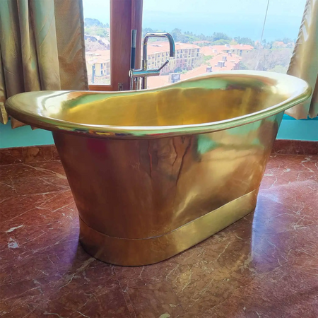 Coppersmith Creations Straight Base Brass Bathtub (1 size, Full Brass Finish) - Brand New Bathrooms