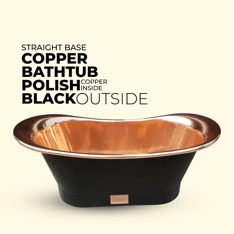 Coppersmith Creations Straight Base Copper Bathtub (1 size, Black Exterior) - Brand New Bathrooms