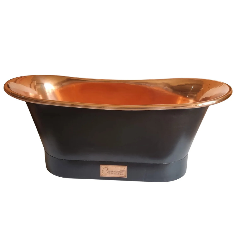 Coppersmith Creations Straight Base Copper Bathtub (1 size, Black Exterior) - Brand New Bathrooms