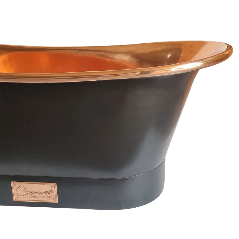 Coppersmith Creations Straight Base Copper Bathtub (1 size, Black Exterior) - Brand New Bathrooms