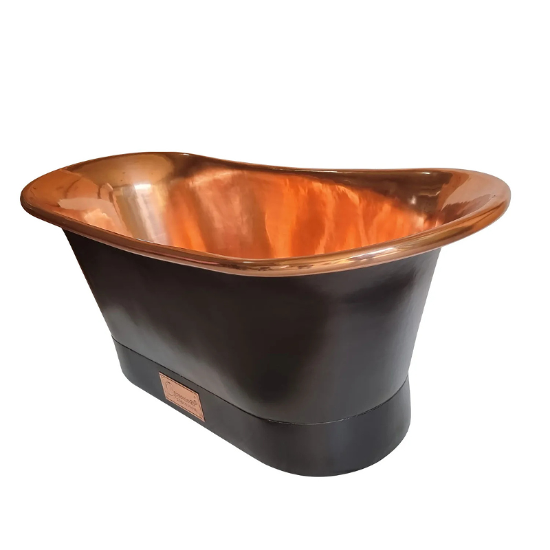 Coppersmith Creations Straight Base Copper Bathtub (1 size, Black Exterior) - Brand New Bathrooms