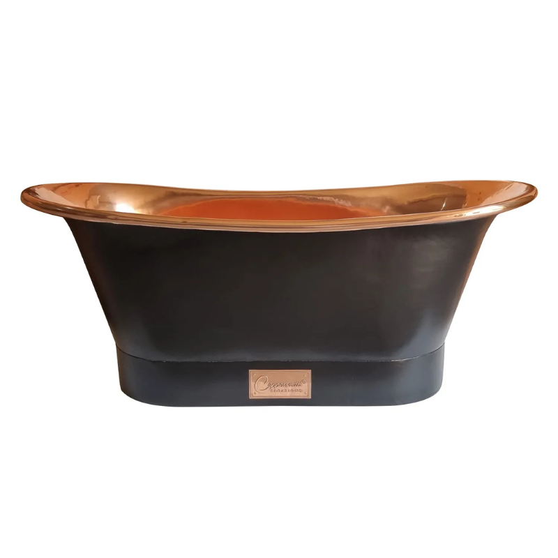 Coppersmith Creations Straight Base Copper Bathtub (1 size, Black Exterior) - Brand New Bathrooms