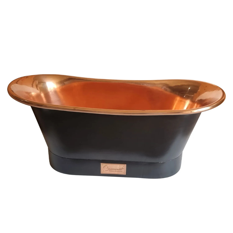 Coppersmith Creations Straight Base Copper Bathtub (1 size, Black Exterior) - Brand New Bathrooms