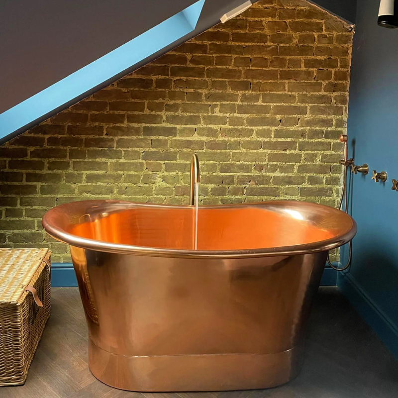 Coppersmith Creations Straight Base Full Copper Bathtub (2 sizes, Copper) - Brand New Bathrooms