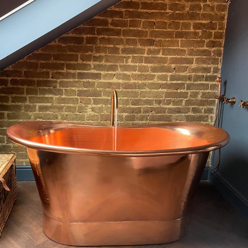Coppersmith Creations Straight Base Full Copper Bathtub (2 sizes, Copper) - Brand New Bathrooms