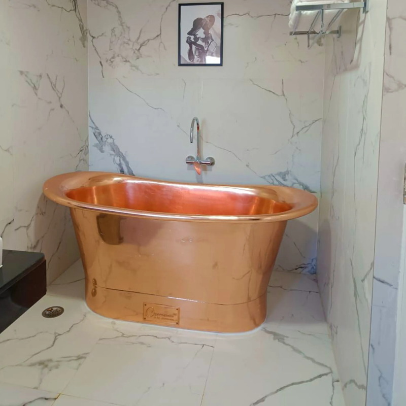 Coppersmith Creations Straight Base Full Copper Bathtub (2 sizes, Copper) - Brand New Bathrooms