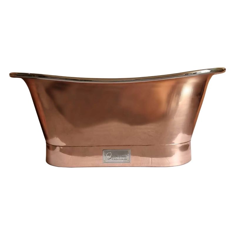 Coppersmith Creations Straight Base Copper Bathtub (1 size, Nickel Interior & Polish Copper Exterior) - Brand New Bathrooms