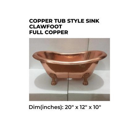 Coppersmith Creations Copper Tub Style Clawfoot Sink (1 size, Full Copper) - Brand New Bathrooms