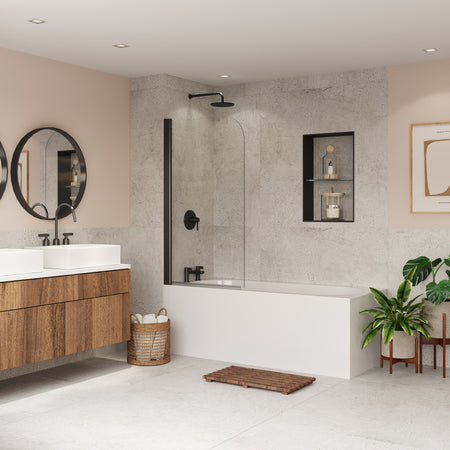 Coram Showers Compact Curved Bath Screen (1 size, 3 colours) - Brand New Bathrooms