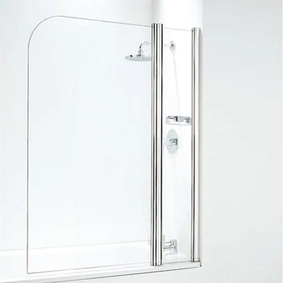 Coram Showers Bath Screen with Side Panel (1 size, Chrome) *Free Corner Soap Basket included*