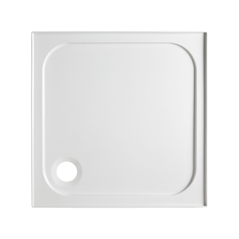 Coram Showers Flat Top Square Stone Resin 4 Upstand Shower Tray (3 sizes, White)