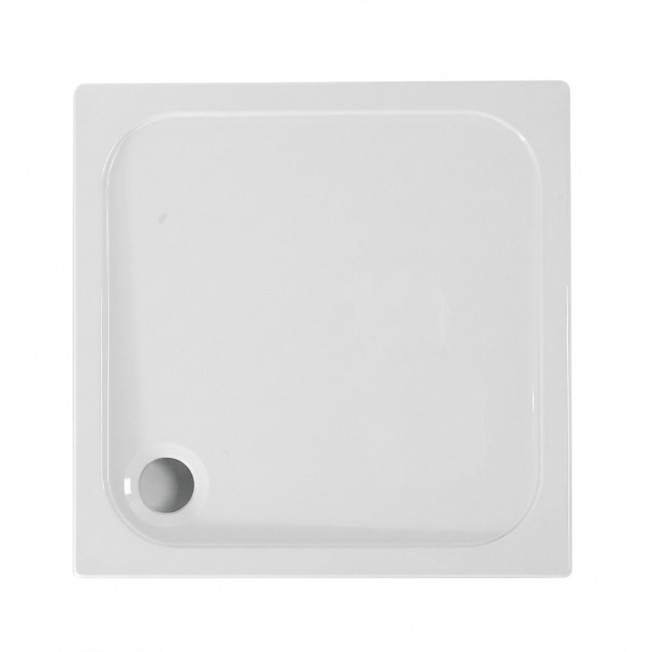 Coram Showers Flat Top Square Stone Resin Shower Tray (3 sizes, White)