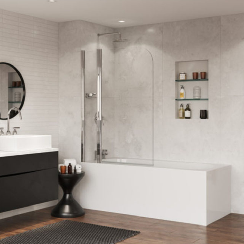 Coram Showers Square Bath Screen with Side Panel (1 size, Chrome)