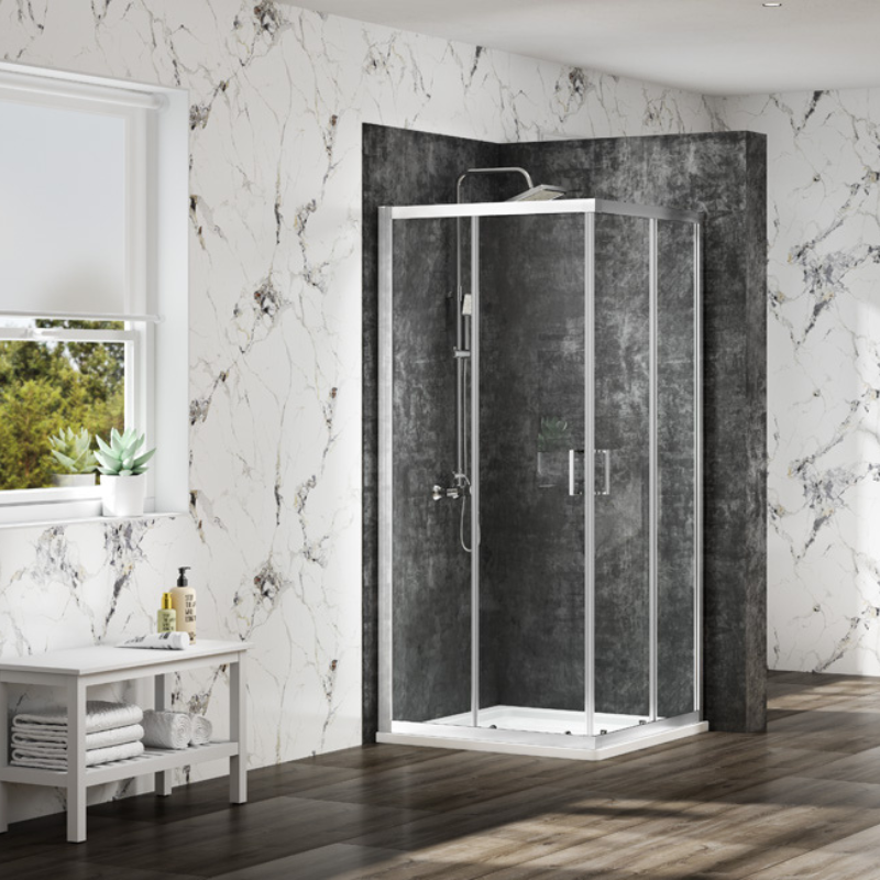Merlyn MBOX | Corner Shower Enclosure (4 sizes, Polished Chrome)