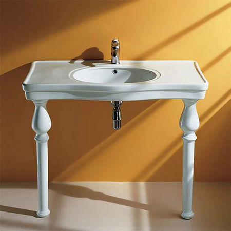 RAK Ceramics Washington Console Deluxe 605mm Wash Basin (1 size, 3 styles, White) - Brand New Bathrooms