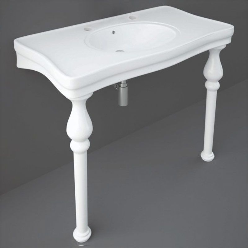 RAK Ceramics Washington Console Deluxe 605mm Wash Basin (1 size, 3 styles, White) - Brand New Bathrooms