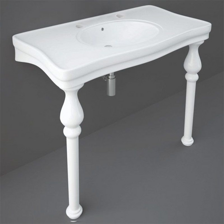 RAK Ceramics Washington Console Deluxe 605mm Wash Basin (1 size, 3 styles, White) - Brand New Bathrooms