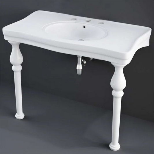 RAK Ceramics Washington Console Deluxe 605mm Wash Basin (1 size, 3 styles, White) - Brand New Bathrooms