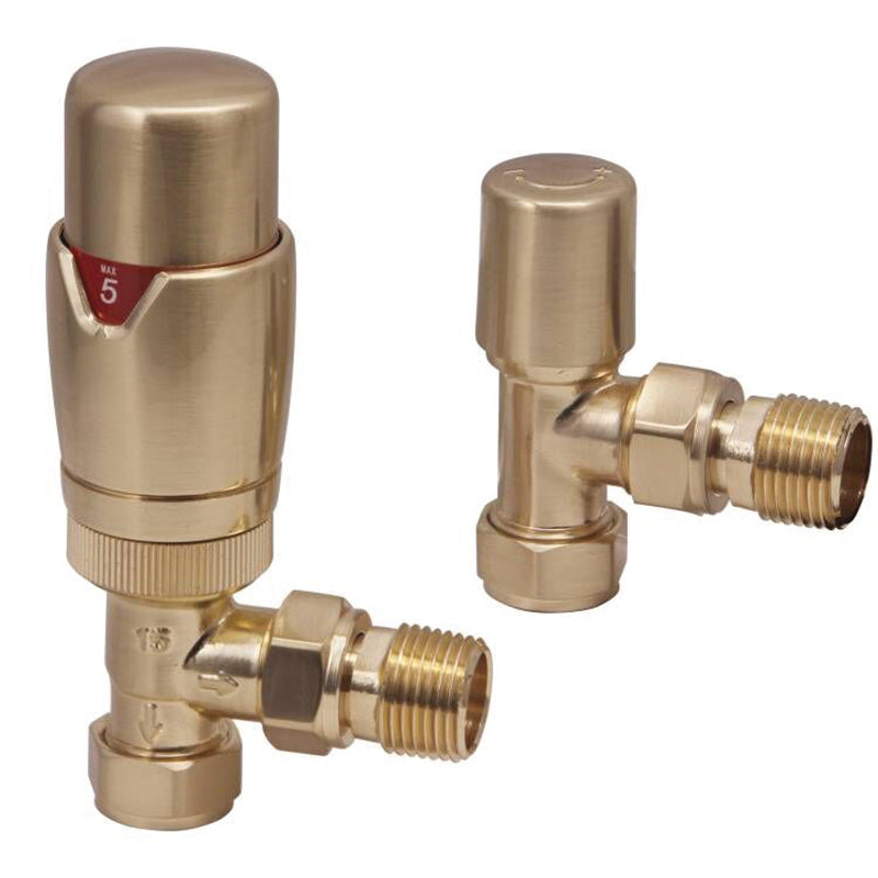 Scudo Designer Angled Radiator Valves (Pair) (6 Colours) - Brand New Bathrooms
