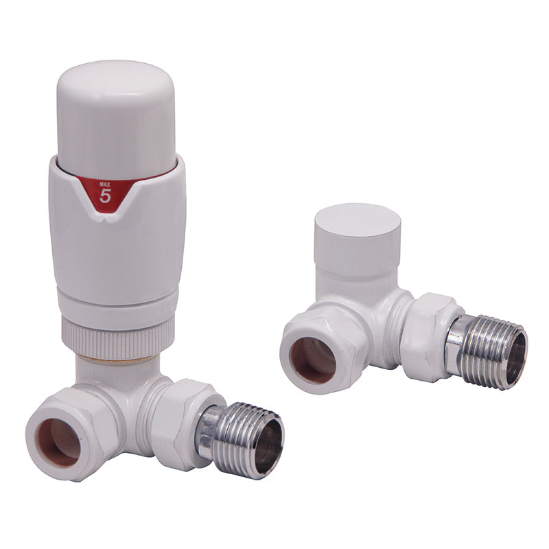 Scudo Radiator Valves Designer Corner (Pair) (5 Colours) - Brand New Bathrooms