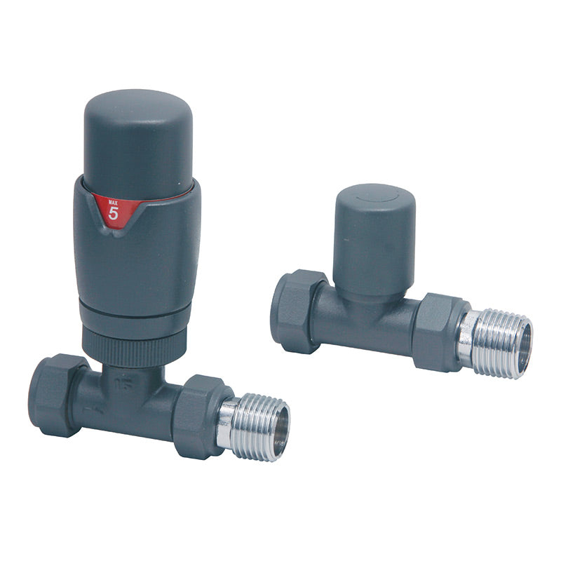 Scudo Radiator Valves Designer Straight (Pair) (5 Colours) - Brand New Bathrooms