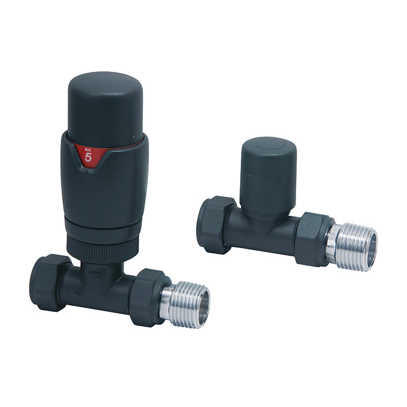Scudo Radiator Valves Designer Straight (Pair) (5 Colours) - Brand New Bathrooms