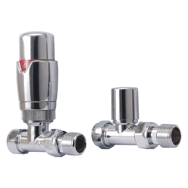 Scudo Radiator Valves Designer Straight (Pair) (5 Colours) - Brand New Bathrooms