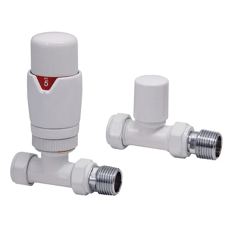 Scudo Radiator Valves Designer Straight (Pair) (5 Colours) - Brand New Bathrooms