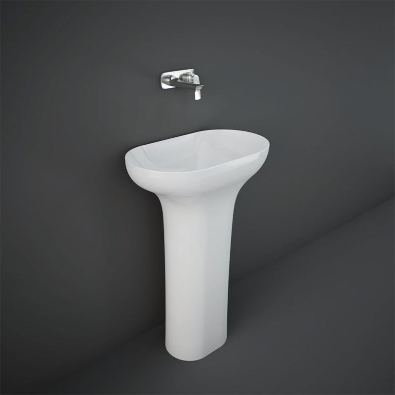 RAK Ceramics Des 1 Tap Hole Freestanding Wash Basin with Hidden Fixations (1 size, White) - Brand New Bathrooms