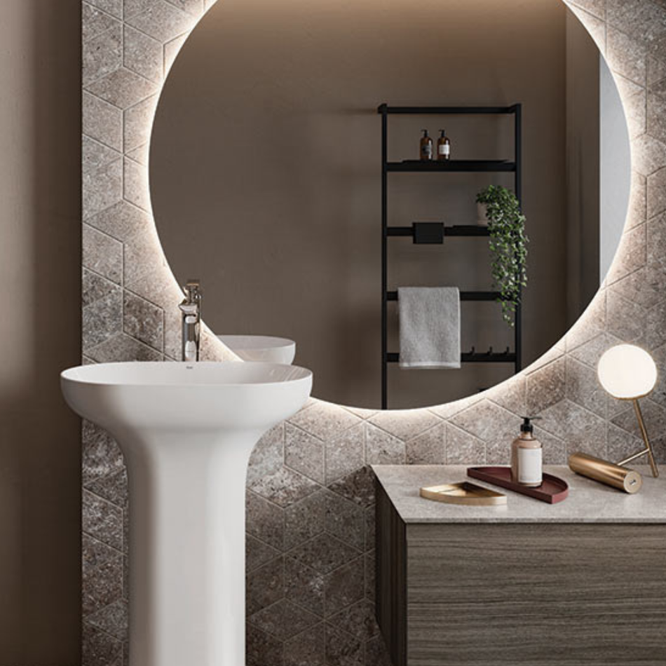 RAK Ceramics Des 1 Tap Hole Freestanding Wash Basin with Hidden Fixations (1 size, White)