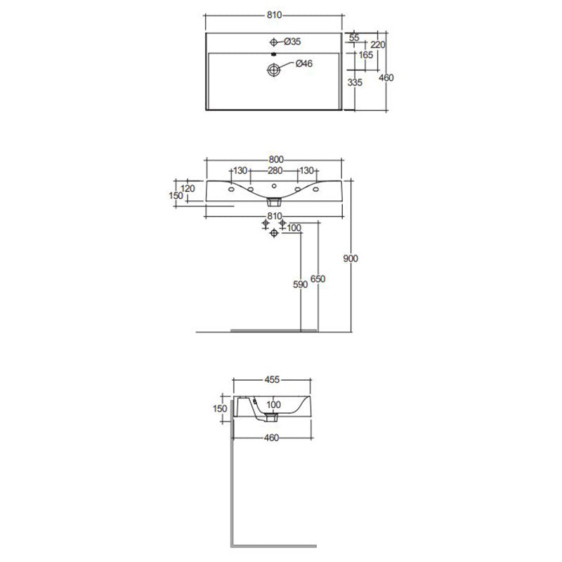 RAK Ceramics Des Wall Hung Basin (4 sizes, 2 styles, Alpine White) - Brand New Bathrooms